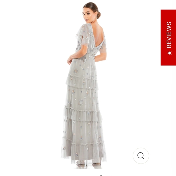 Mac Duggal Ruffle Tiered Embellished Flutter Sleeve gown - Picture 2 of 3